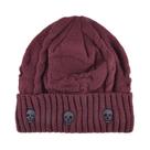Gorro De Inverno Masculino Em Tricô Com Padrão De Caveira Em Metal, Gorro De Veludo Grosso