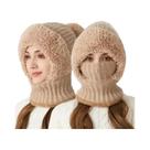 Gorro De Inverno Quente Com Forro De Lã E Protetores De Orelha, Conjunto 3 Em 1 Com Cachecol E