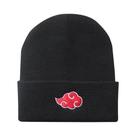 Gorro De Inverno Tricotado Preto Unissex, Boné De Cosplay Anime Ninja Com Nuvem Vermelha E Bordado