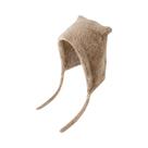 Gorro De Inverno Unissex De Veludo De Vison Com Orelhas De Urso, Tricotado, Com Tiras Franzidas,