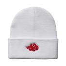 Gorro De Inverno Unissex Preto Tricotado, Boné De Cosplay Anime Ninja Com Nuvem Vermelha E Bordado