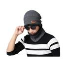 Gorro De Inverno Unissex Tricotado Com Cachecol De Lã E Máscara Balaclava