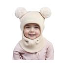 Gorro De Lã Infantil (3-12 Anos) Para Outono/Inverno Com Protetor De Orelha E Duas Bolas, Cor