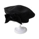 Gorro De Malha Quente Para Meninas Com Laço, Confortável E Macio, Boné De Outono E Inverno Para