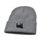 Gorro De Tricô Com Padrão De Gato Preto Para Homens E Mulheres, Quente Para Outono E Inverno