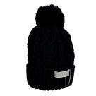 Gorro de Tricô Para Meninas Com Pompom Preto