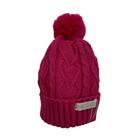 Gorro de Tricô Para Meninas Com Pompom Rosa Forte
