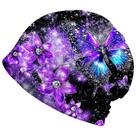 Gorro desleixado Amasnay, roxo, floral, borboleta, algodão Gorro desleixado Amasnay, roxo, floral, borboleta, algodão