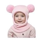 Gorro E Cachecol De Inverno Em Tricô Para Bebês (Meninos E Meninas) Com Pompom Fofo Proteção