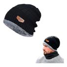 Gorro e Cachecol Gola Pescoço Inverno Forrado Pelúcia Masculino e Feminino