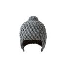 Gorro feito à mão em acrílico cinza tricotado para adultos