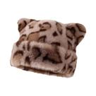 Gorro Feminino Com Capuz De Pelúcia Estampa De Leopardo, Quente E Grosso, Estilo Retrô Fofo