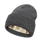 Gorro Feminino De Inverno Antiestático Forrado Em Cetim, Touca De Malha De 2 Camadas, Boné De Seda