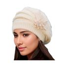 Gorro Feminino De Inverno Quente Com Flores, À Prova De Vento, De Tricô Grosso Com Forro De Lã,