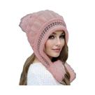 Gorro Feminino De Inverno Quente Com Forro De Lã E Protetor De Orelha, Touca De Malha Casual Grossa