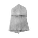 Gorro Feminino De Tricô Grosso E Quente Com Capuz Balaclava, Gola Falsa De Moda E Xale De Inverno