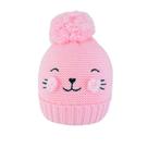 Gorro Infantil Kukiê Gatinha PomPom Tricot Rosa - 68033