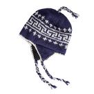 Gorro KOSHI de Lana Sherpa Tejido a Mano para Invierno, Color Azul Marino