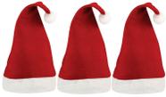 Gorro Papai Noel Feltro Vermelho Simples Kit 3 Unidades - Magizi