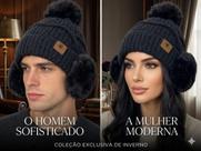Gorro Touca Feminina/Mascurino Inverno Forrado Com Protetor De Orelha Estilo Coreano Com Ponpon
