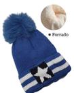 Gorro Touca Infantil Unissex Forrado com Pompom e Estrela