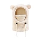 Gorro Unissex Com Orelhas De Urso, Cachecol E Máscara Integrados, Chapéu De Inverno Em Poliéster