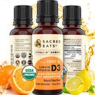 Gotas de vitamina D3 Sacred Eats Organic 1.000 UI/gota para crianças/adultos