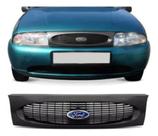 Grade Dianteira Radiador Fiesta Courier 1996 1997 1998 1999 Preto Brilhante Com Emblema