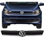 Grade Dianteira Volkswagen Gol Voyage Saveiro G6 Preto Friso Cromado Com Emblema 2013 2014 2015 2016