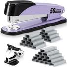 Grampeador Deli de alta resistência, capacidade para 50 folhas, roxo