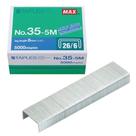 Grampos padrão Max 35-5M para uso nos EUA comprimento da haste 6 mm (1/4") 100 grampos por tira, para uso com Max HD-50, HD-50R, HD-50F e outros grampeadores padrão, comprimento da haste 0,25", largura da coroa 0,5", 5000 unidades