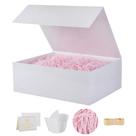 Grande caixa de presente de luxo Uoering 34x30x12 cm com conjunto de fitas