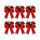 Grande Laço Vermelho Para Árvore De Natal, Pingente Decorativo Suspenso, 6 Peças, Fita De Fleece Com