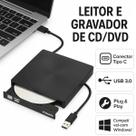 Gravador De CD DVD USB Externo Compatível Windows Mac Linux Compacto Home Office