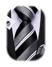 Gravata Barry.Wang, conjunto de listras de seda com abotoaduras