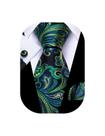 Gravata Barry.Wang, conjunto de seda de 150 cm, bolso, abotoaduras quadradas