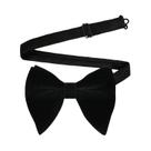 Gravata Borboleta Masculina De Veludo Preto Grande Ajustável Para Casamento, Festa E Smoking