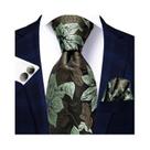 Gravata De Casamento De Seda Masculina Designer Jacquard Folhas De Bordo Handky Abotoadura Presente