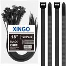 Gravatas com zíper XINGO Heavy Duty de 18 polegadas, pacote com 120 kg, 150 kg, pretas