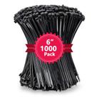 Gravatas com zíper yoyoellafa de 6 polegadas (15 cm) pretas, pacote 1000, 18 kg
