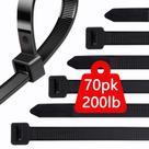 Gravatas com zíper yoyoellafa Heavy Duty 200 libras 45 cm 70 unidades pretas
