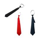Gravatas Unissex Pretas Foscas De Encaixe (Clip-on) - 1, 2 Ou 3 Peças - Simples, Para Uniforme,