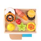 Green Up Food Group, Bloco de Construção Magnética, Conjunto de 9 Peças para Sobremesas, Brinquedos de Madeira, com Faca de Madeira