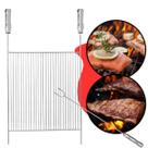 Grelha Aramada Plana Inox 40x50cm para Churrasco Peixe Parrilla Grill Costela Carne Cabo Madeira Revestido Churrasqueira Alvenaria Pré Moldada Grelha Aramada Plana Inox 40x50cm para Churrasco Peixe Parrilla Grill Costela Carne Cabo Madeira Revestido Churrasqueira Alvenaria Pré Moldada