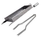 Grelha cesto Pequeno Churrasco Inox C/Pegador de carne