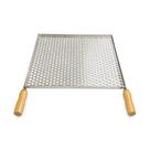 Grelha Churrasco Moeda 50x40cm Zincada Cabo Madeira Assa Peixe Carne Frango Linguiça