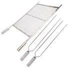 Grelha De Inox Moeda Tela Grossa 50x50cm + 2 Espetos Duplo