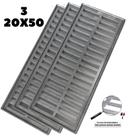 Grelha Linear 20x150 Alumínio com Suporte Quintal em 3 módulos de 50cm - Ficone Decor
