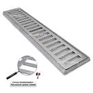 Grelha Pluvial 10x50 com Suporte e Tela Anti Insetos - Ralo Alumínio - Ficone Decor