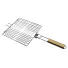 Grelha retangular Easy Grill inox cabo madeira 52x23cm -Dynasty
